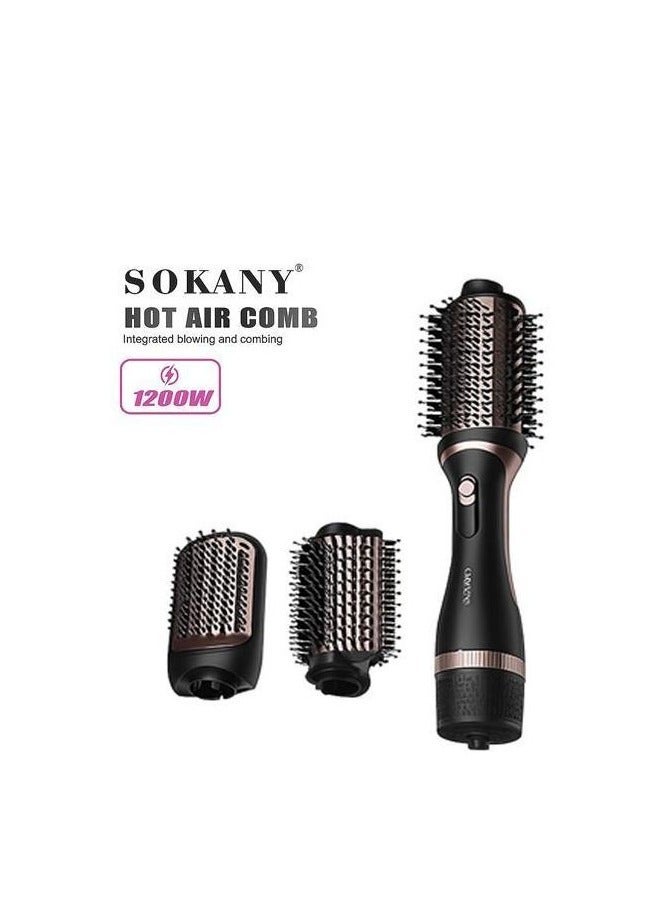 sokany Sk-15038 Hair Straightener 3 in 1 Styling and Curling Brush 1200 Watts - Image 2